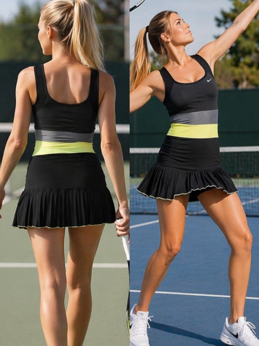 Nwt Nike Black Tennis Dress w/ Bra Pleated Skirt XS